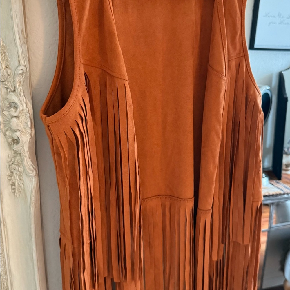 Fringed Suede Vest - Size S